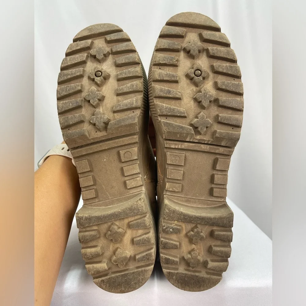 Rouge helium Light brown soft heeled lace up side zipper combat boots 7.5 - Picture 11 of 17